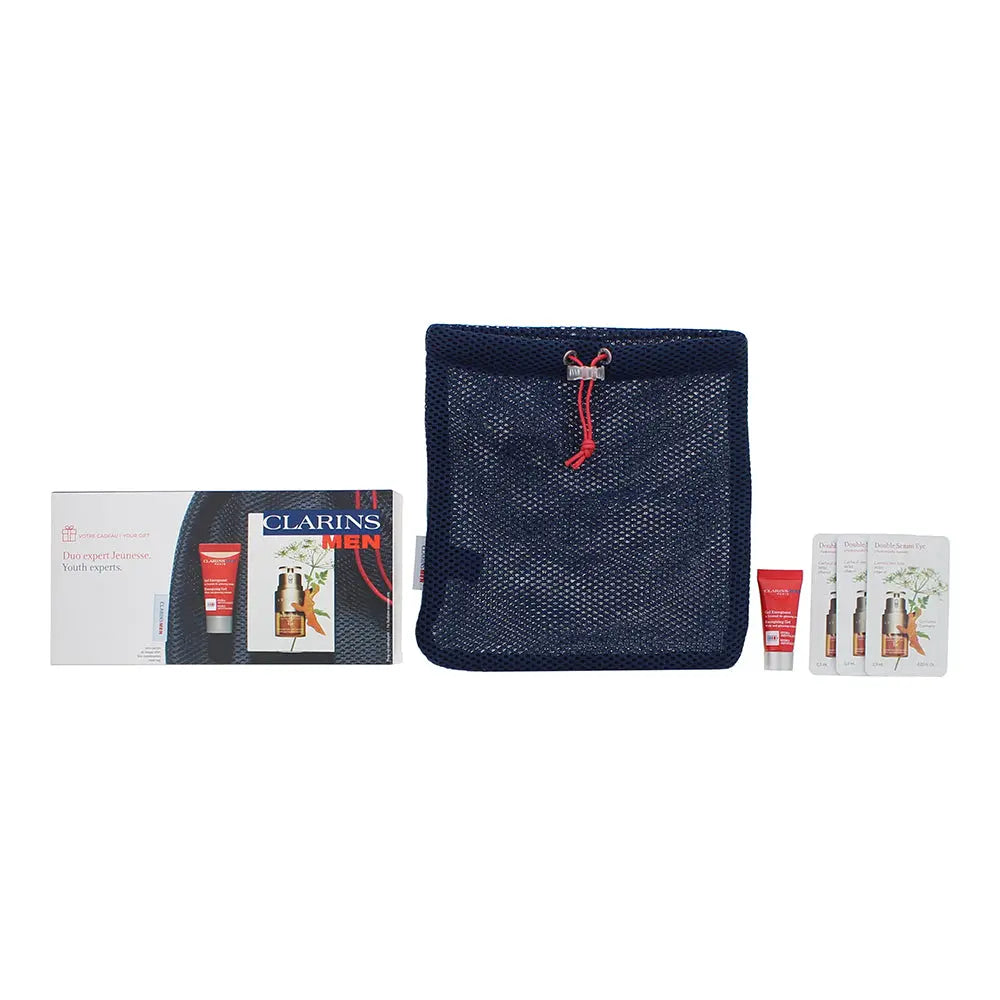 Clarins Men 3 Piece Gift Set: Energizing Gel 5ml - Double Eye Serum 3ml - Pouch Not for sale