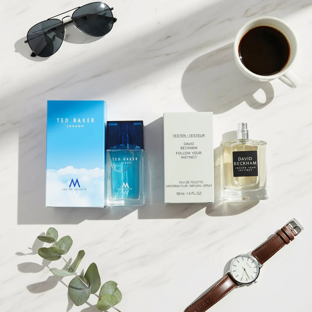 Men's Fragrance Tester Bundle Beckham Follow Your Instinct 100ml + Ted Baker M 75ml