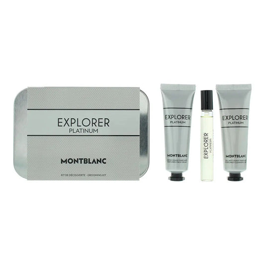 Montblanc Explorer Platinum Collection Gift Set: Eau De Perfume 7.5ML Face Cream 30Ml Gel Cleansing Shower Gel 30Ml