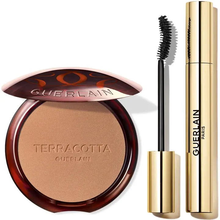 GUERLAIN TERRACOTTA SET: BRONZER POWDER NO3 MEDIUM 10G +  MASCARA NO1 BLACK 6G CRM