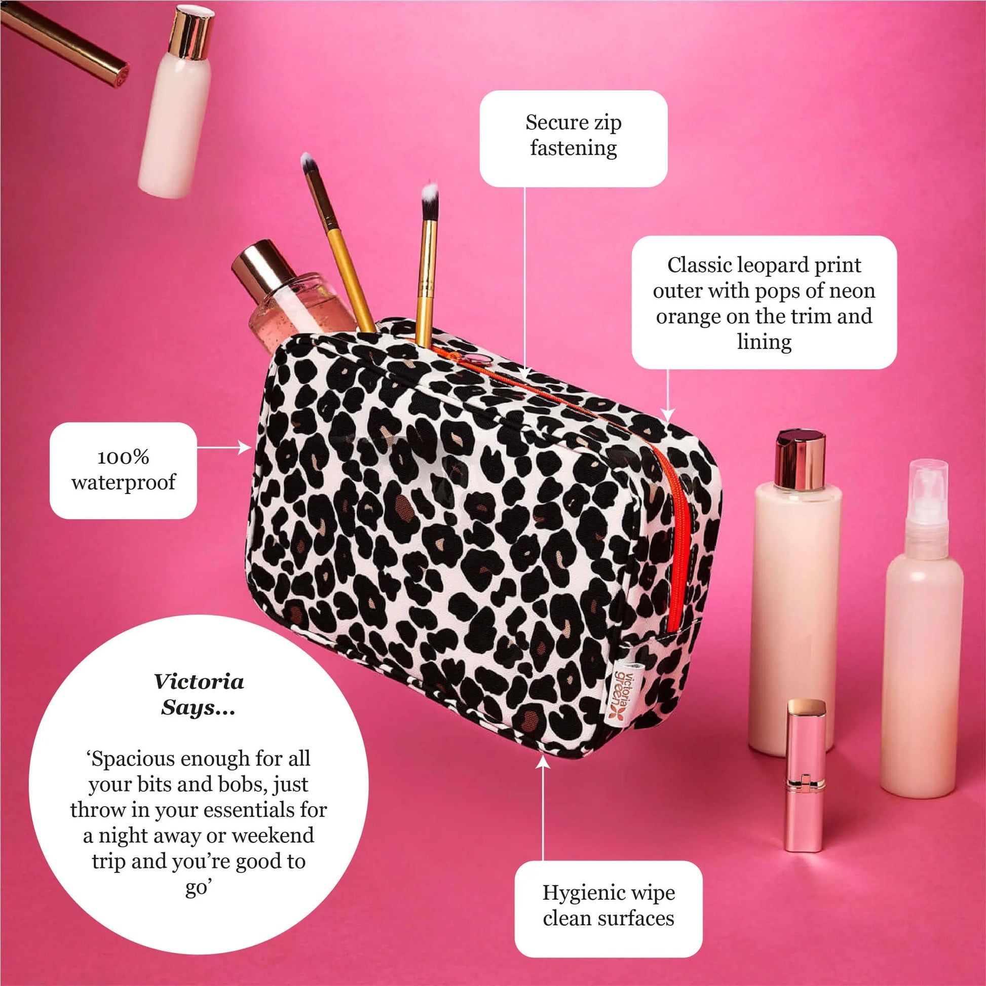 Victoria Green Beauty Kit Case in Leopard Tan Victoria Green