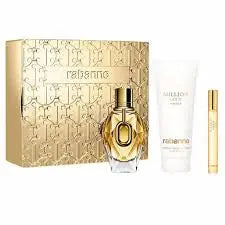 Paco Rabanne Million Gold 3 Piece Gift Set: Eau de Parfum 90ml - Body Lotion 100ml - Eau de Parfum 10ml Paco Rabanne