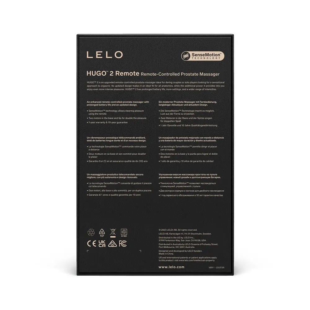 LELO Hugo 2 Remote Controlled Prostate Massager Black LELO