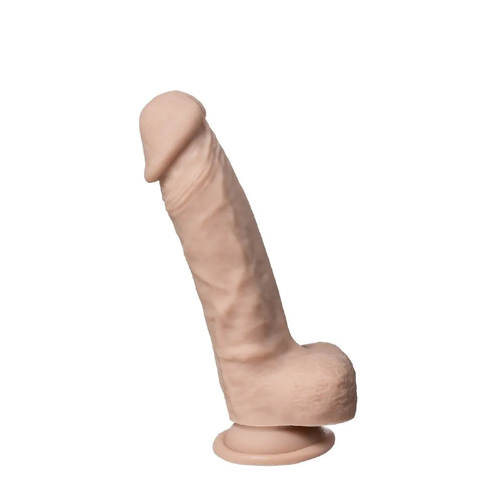 SilexD 7 inch Real Skin Liquid Silicone Dildo with Suction Cup and Balls SilexD