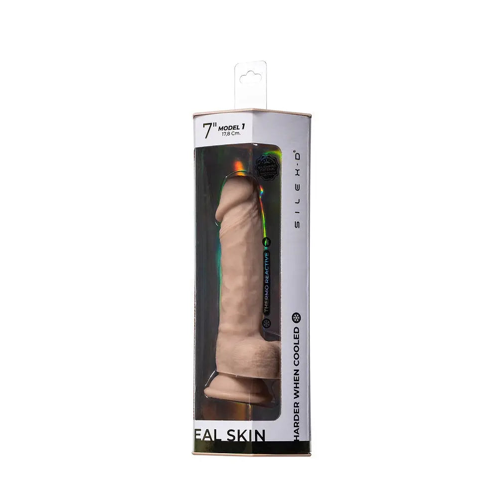 SilexD 7 inch Real Skin Liquid Silicone Dildo with Suction Cup and Balls SilexD